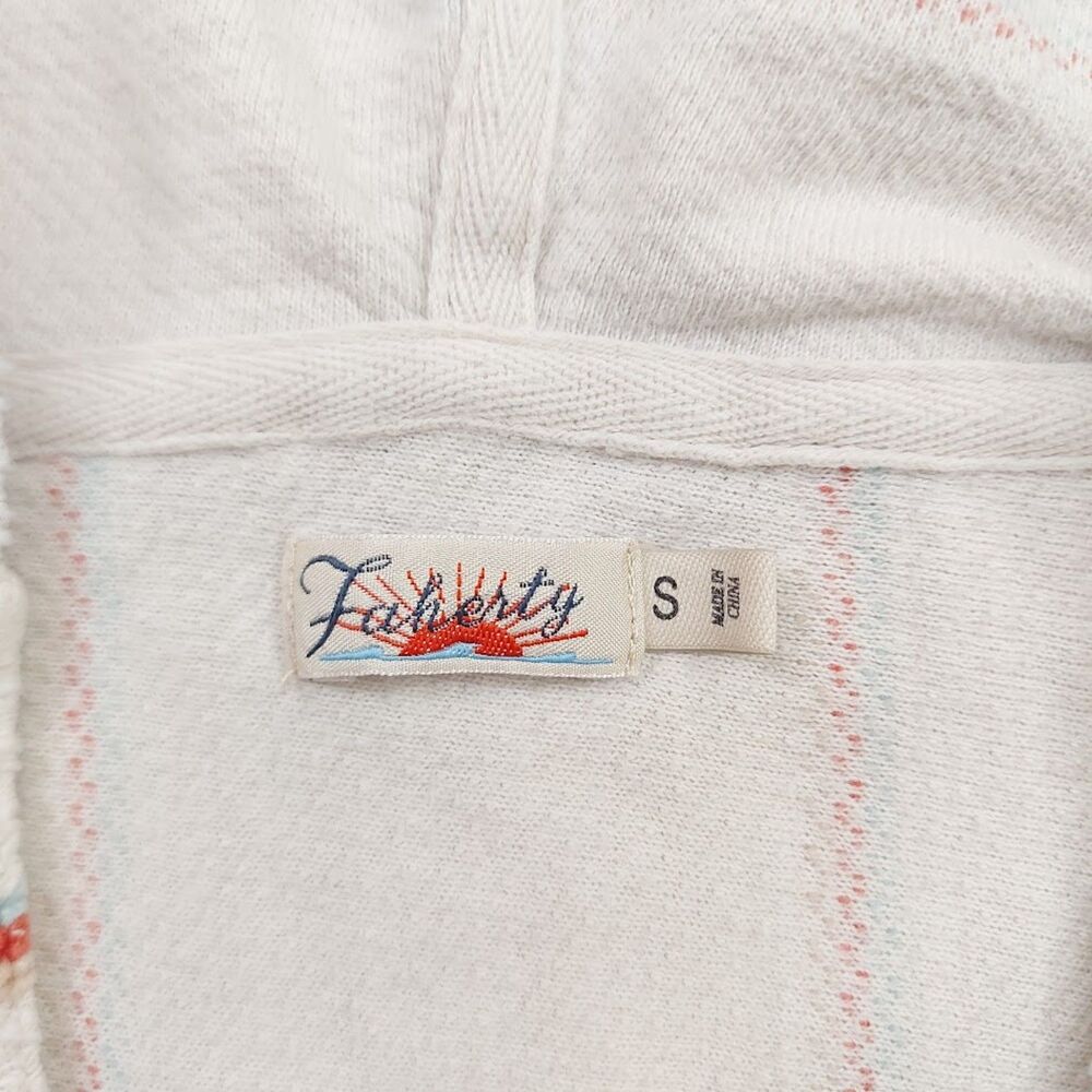 Faherty Baja Hoodie Womens Small White Striped Cotton V-Neck  Top Nautical Beach - Picture 8 of 11